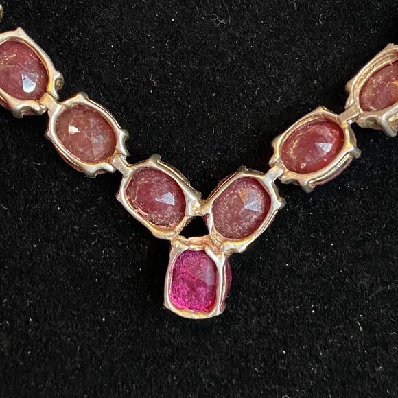 18” Necklace Gold over Sterling Silver 925 with Rubies Jewelry - Picture 4 of 14